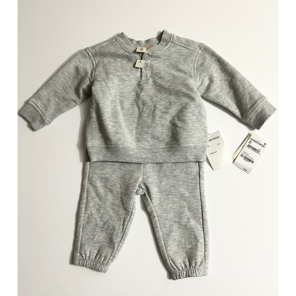 Tucker + Tate Baby 9M Grey Henley Sweatshirt Jogger 2PC Fleece Set TT495273IN
